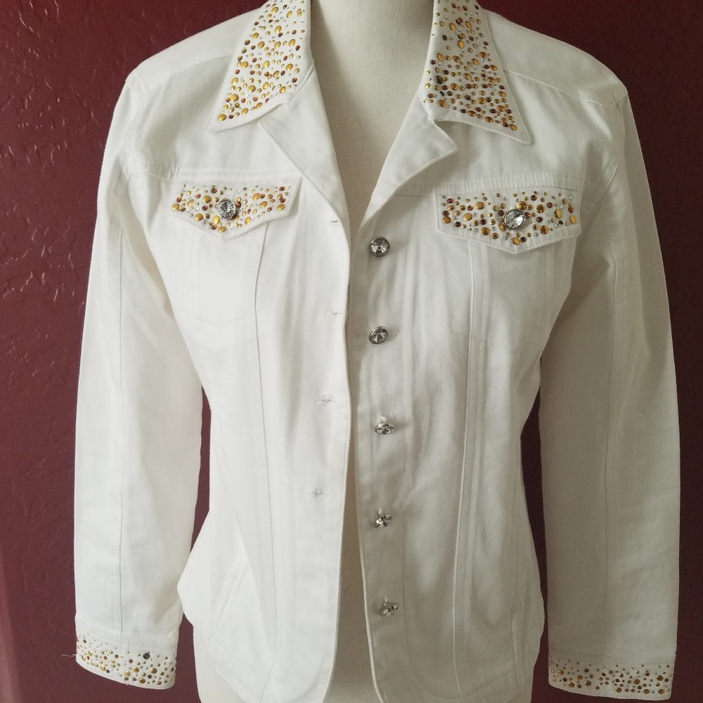 Rhinestone Studded Blazer. Crystal buttons